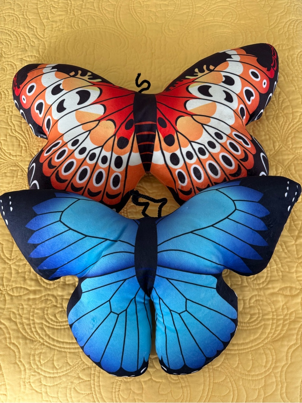 2 Decorative Butterfly Throw Pillows - Blue & Orange